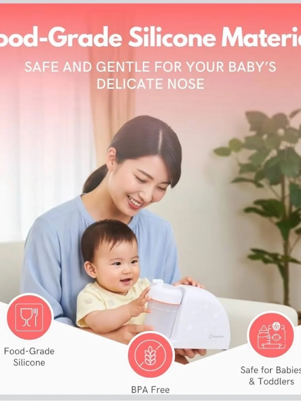 BabySmile White & Coral Nasal Aspirator S-504